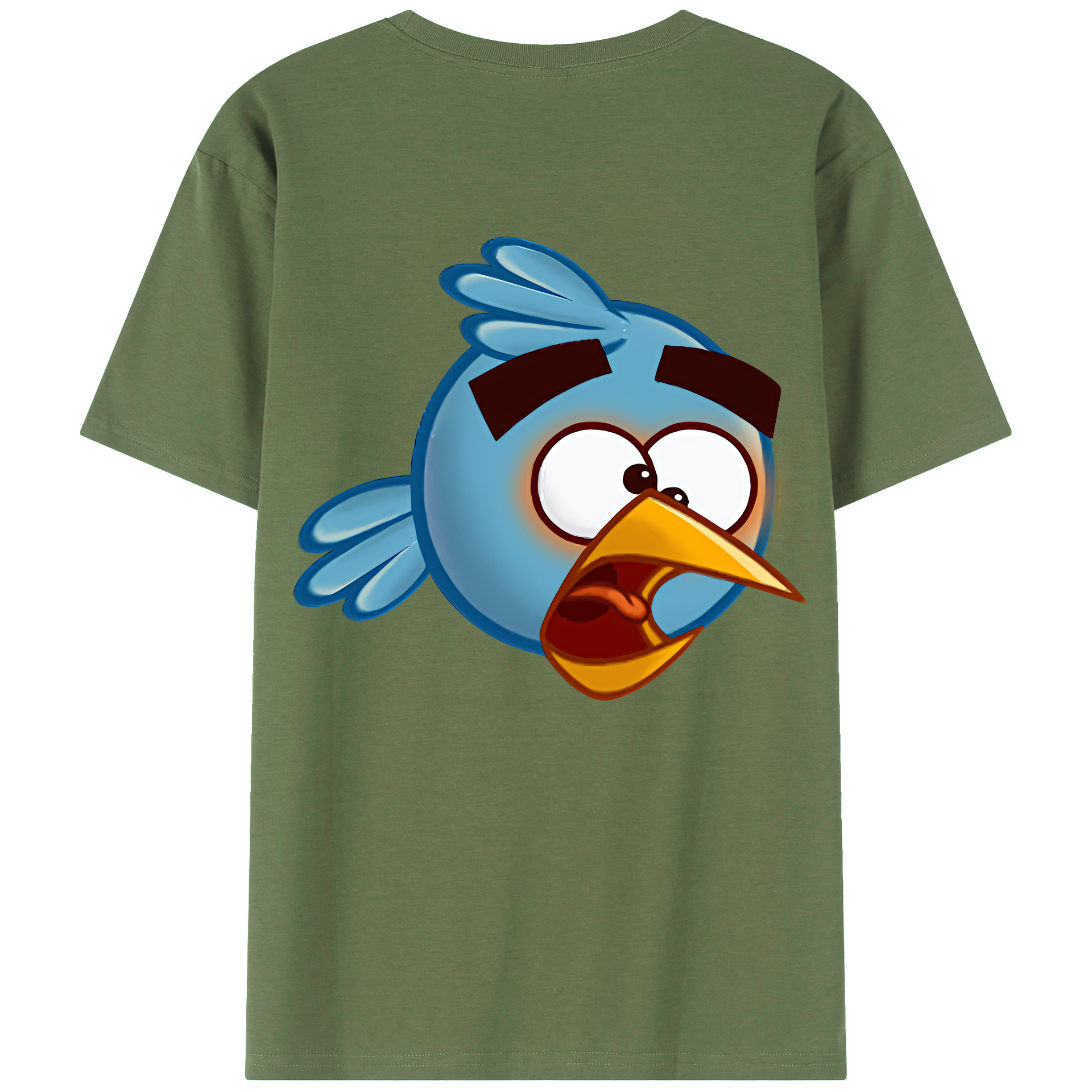 （画像用） Angry Birds アングリーバード 綿100％ メンズ半袖Tシャツ（バックプリント） 通気性